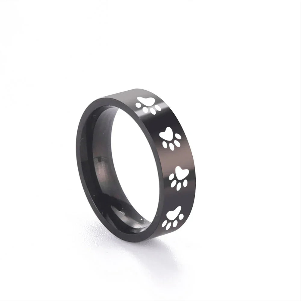 Emily & Isabella Brooks | Handcrafted Ring in Stainless Steel with Paw Print Design