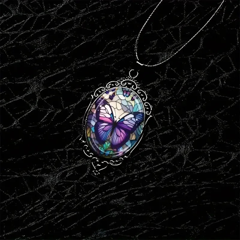 Emily & Isabella Brooks | Butterfly Pendant Necklace in Purple Crystal