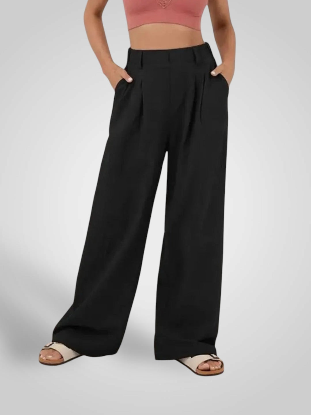 Emily & Isabella Brooks | Women's Wide Leg Pants - High Waist, Pleated Design