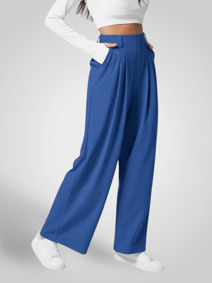 Emily & Isabella Brooks | Women's Wide Leg Pants - High Waist, Pleated Design