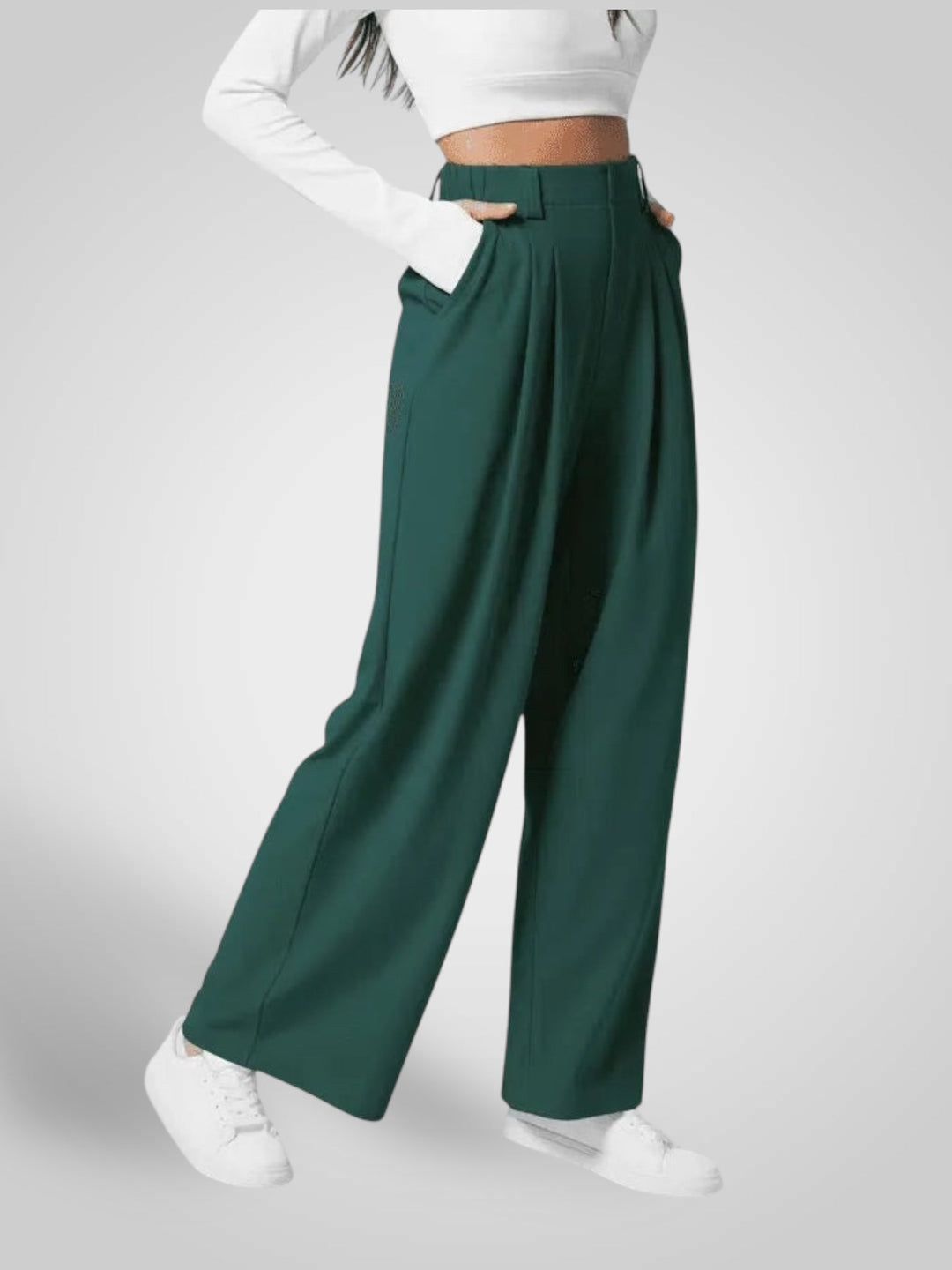 Emily & Isabella Brooks | Women's Wide Leg Pants - High Waist, Pleated Design