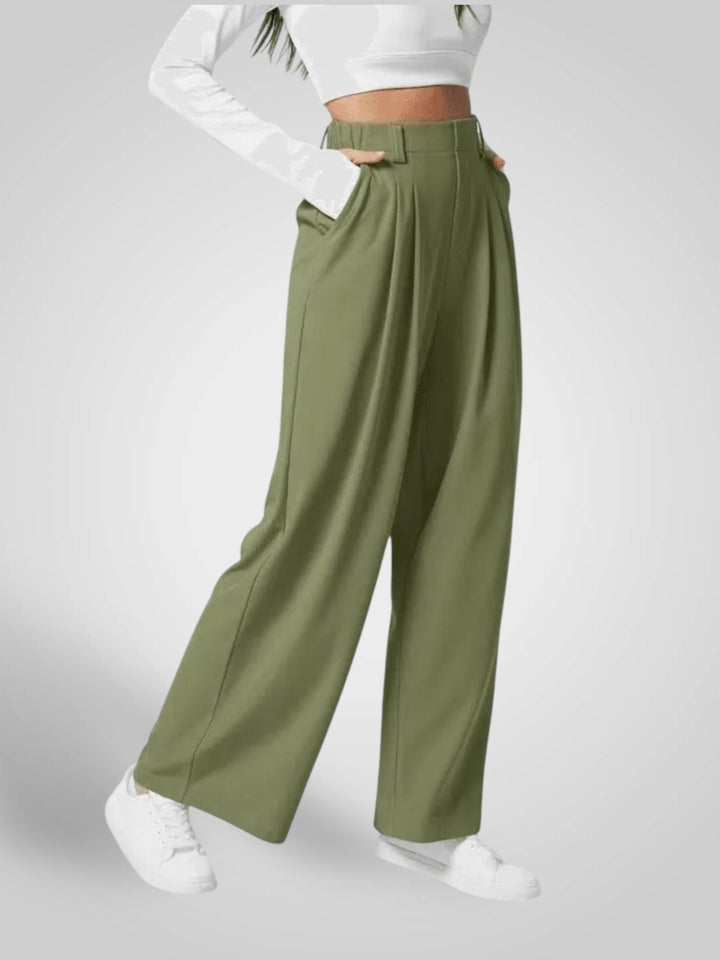 Emily & Isabella Brooks | Women's Wide Leg Pants - High Waist, Pleated Design
