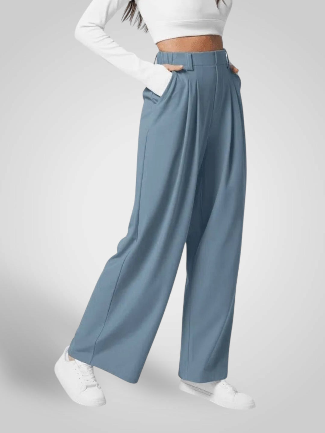 Emily & Isabella Brooks | Women's Wide Leg Pants - High Waist, Pleated Design