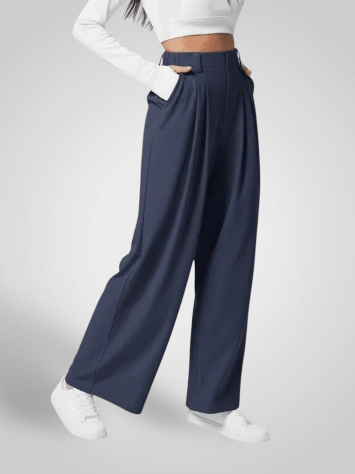 Emily & Isabella Brooks | Women's Wide Leg Pants - High Waist, Pleated Design