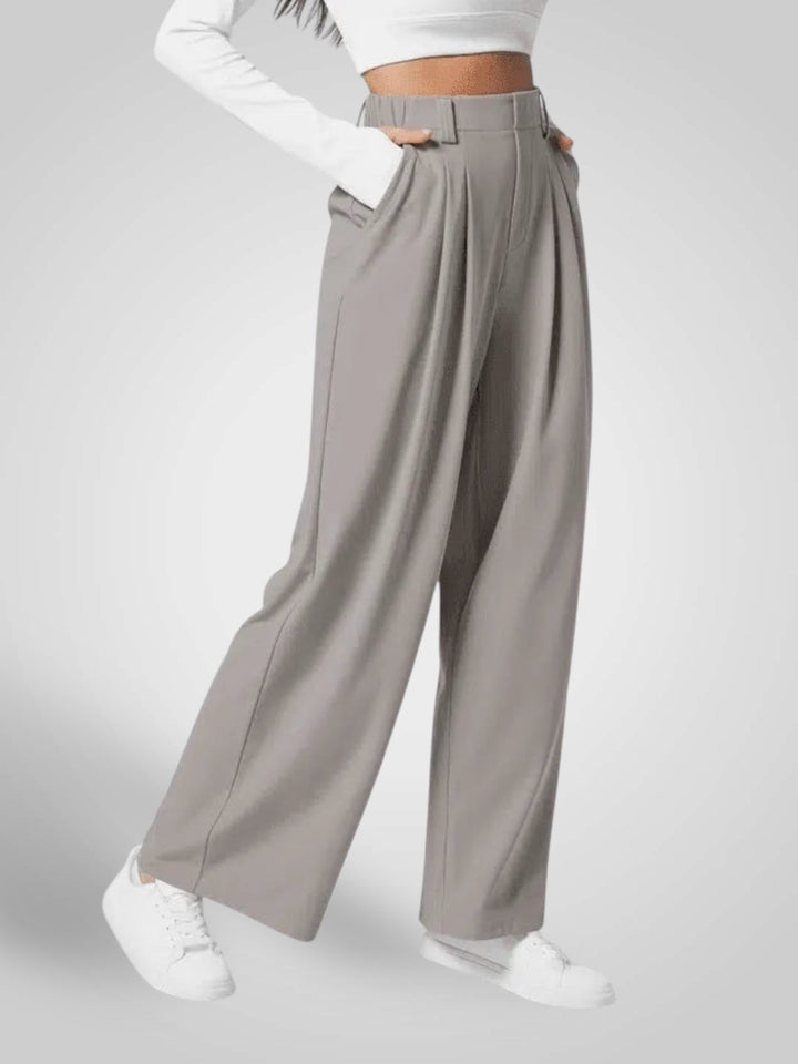 Emily & Isabella Brooks | Women's Wide Leg Pants - High Waist, Pleated Design