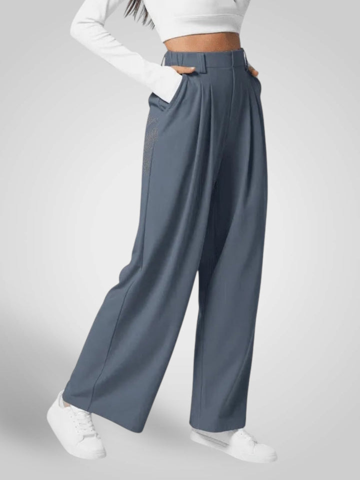 Emily & Isabella Brooks | Women's Wide Leg Pants - High Waist, Pleated Design