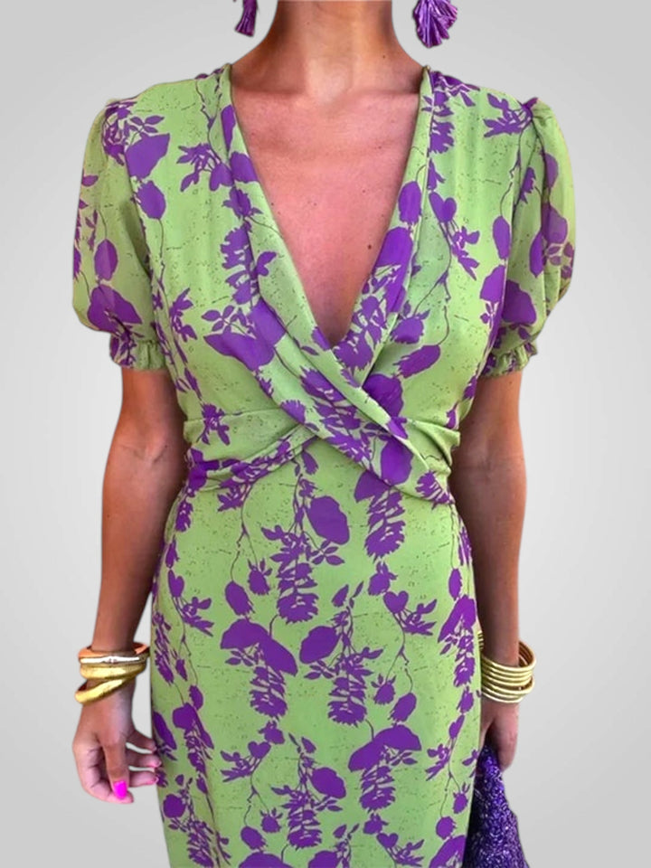 Emily & Isabella Brooks | V-Neck Floral Midi Dress