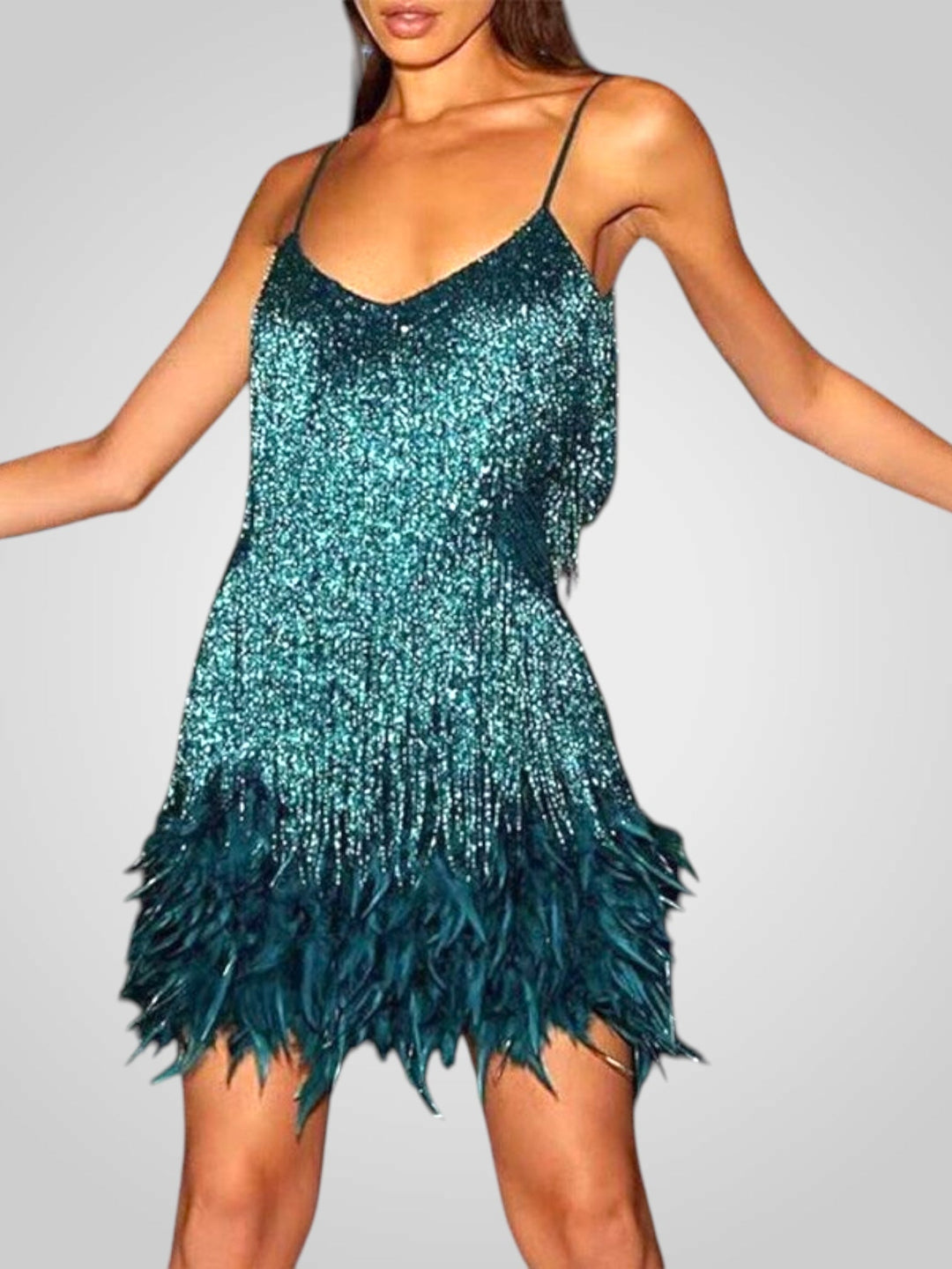 Emily & Isabella Brooks | Feathered Mini Dress