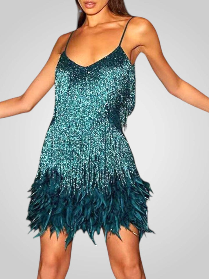 Emily & Isabella Brooks | Feathered Mini Dress