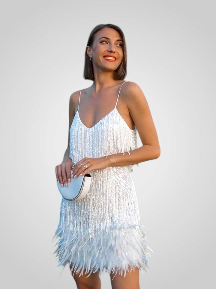 Emily & Isabella Brooks | Feathered Mini Dress