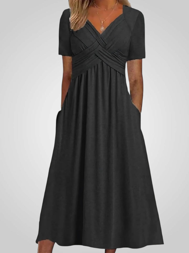 Emily & Isabella Brooks | Midi Dress in Fabric with Belly Cover
