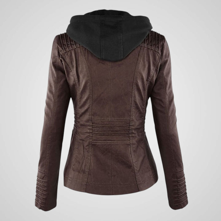 Emily & Isabella Brooks | Waterproof Women's Leather Jacket with Hood