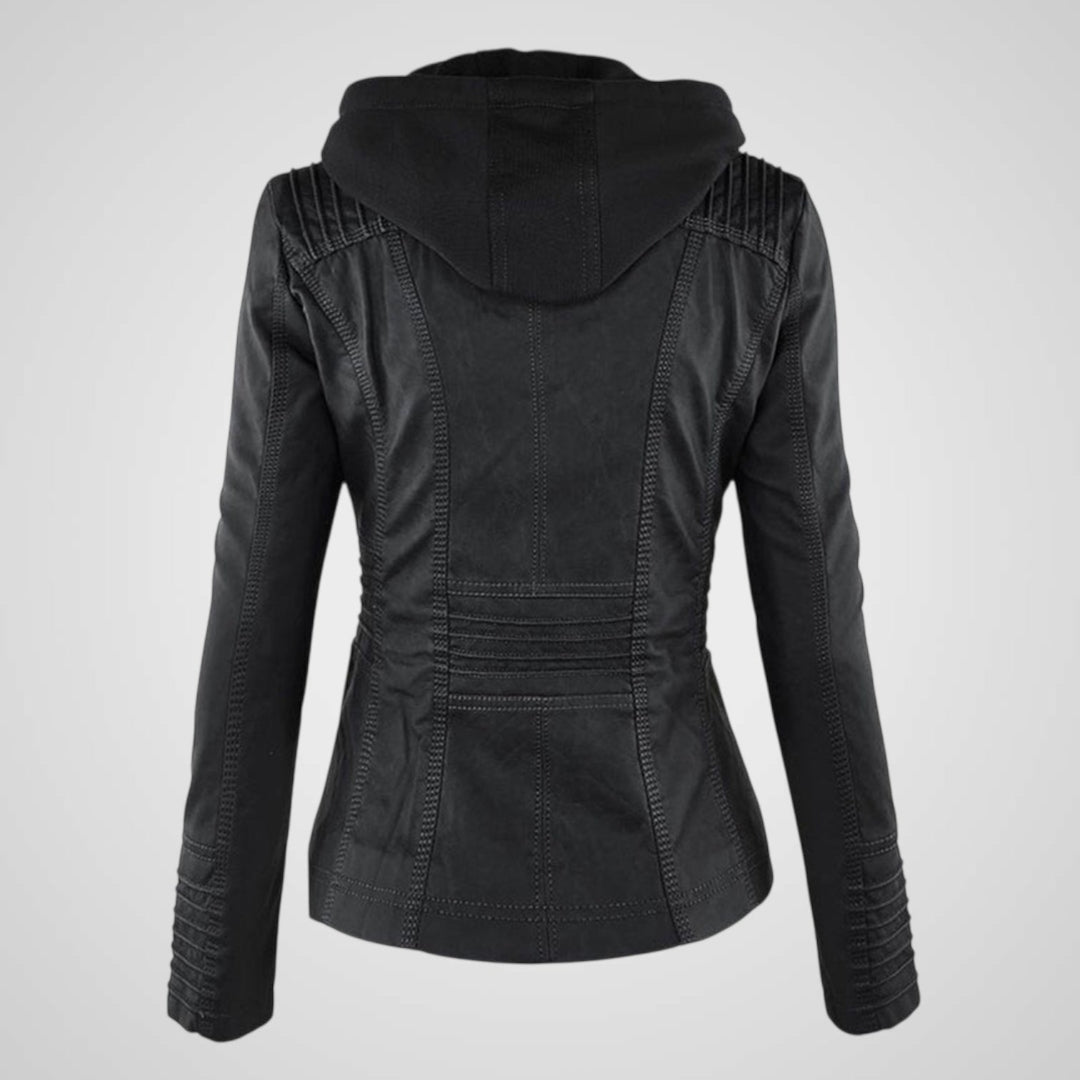 Emily & Isabella Brooks | Waterproof Women's Leather Jacket with Hood