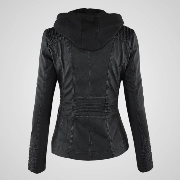 Emily & Isabella Brooks | Waterproof Women's Leather Jacket with Hood