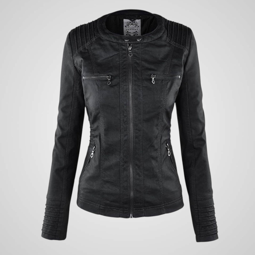 Emily & Isabella Brooks | Waterproof Women's Leather Jacket with Hood