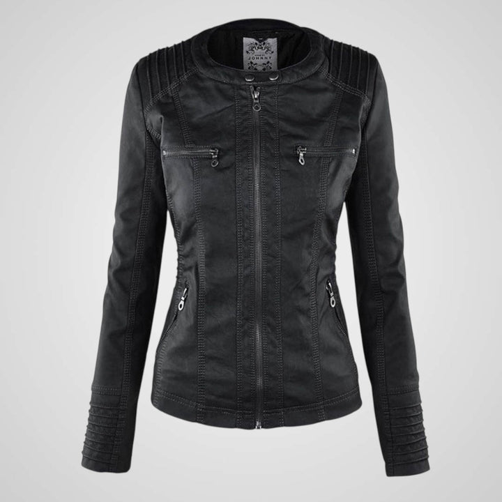 Emily & Isabella Brooks | Waterproof Women's Leather Jacket with Hood