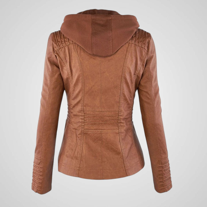 Emily & Isabella Brooks | Waterproof Women's Leather Jacket with Hood