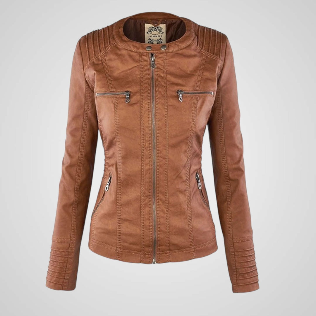 Emily & Isabella Brooks | Waterproof Women's Leather Jacket with Hood