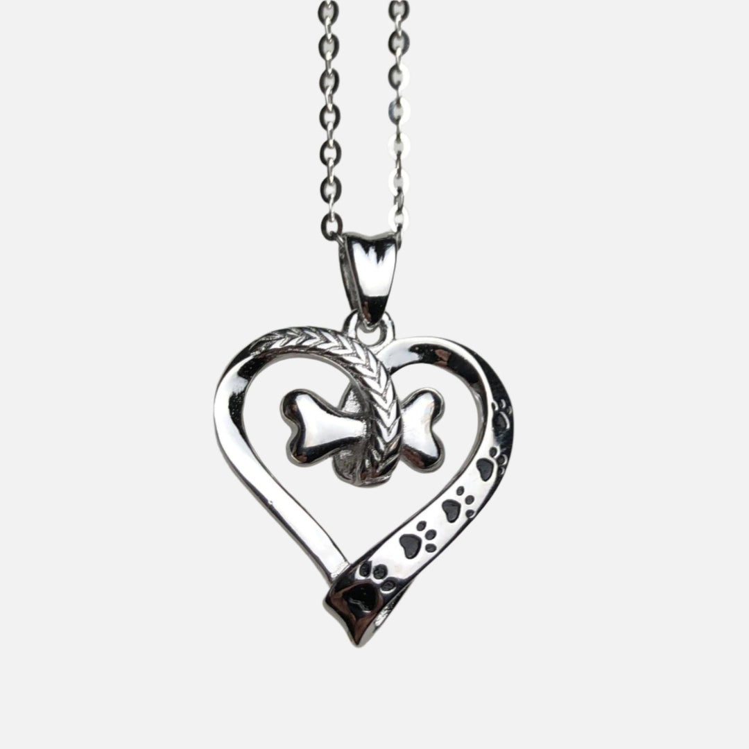 Emily & Isabella Brooks | Stainless Steel Dog Paw and Heart Necklace