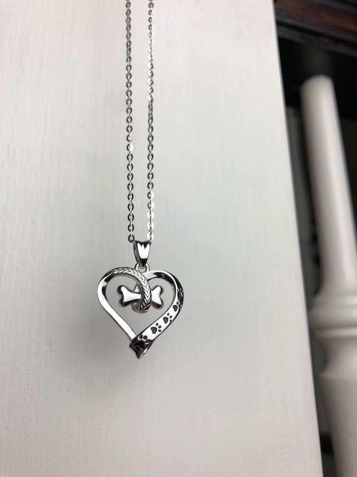 Emily & Isabella Brooks | Stainless Steel Dog Paw and Heart Necklace