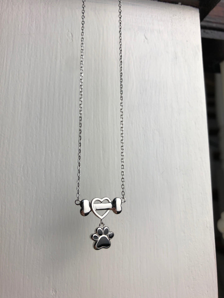 Emily & Isabella Brooks | Dainty Dog Paw Necklace in Stainless Steel