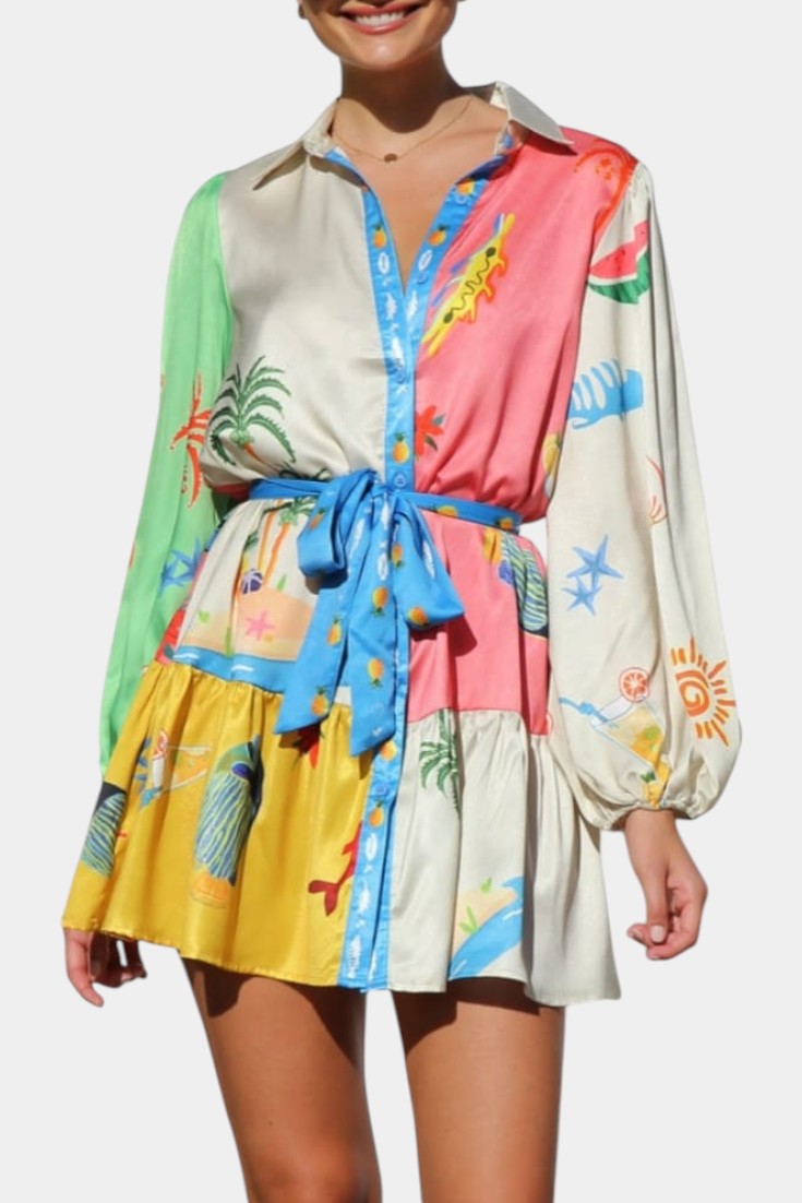 Emily & Isabella Brooks | Mini Dress in Multicolored Pattern