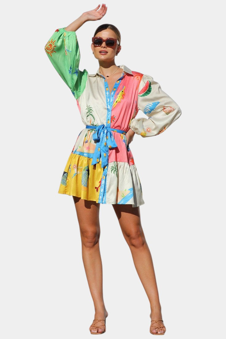 Emily & Isabella Brooks | Mini Dress in Multicolored Pattern