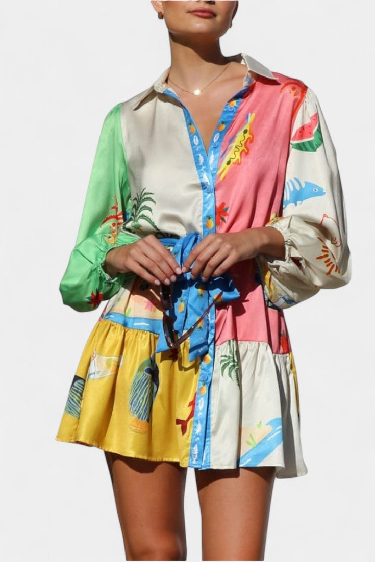 Emily & Isabella Brooks | Mini Dress in Multicolored Pattern