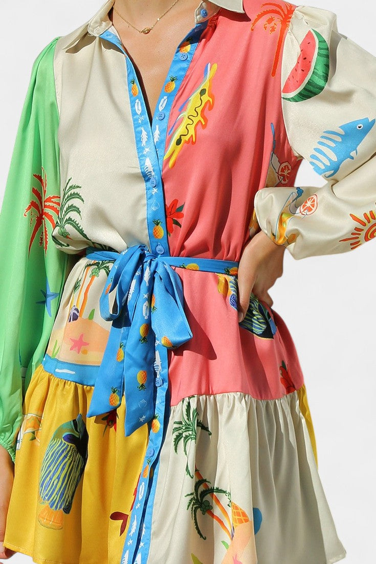 Emily & Isabella Brooks | Mini Dress in Multicolored Pattern