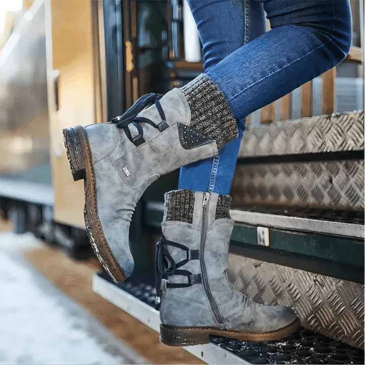 Emily & Isabella Brooks | Women's Winter Lace-Up Boots - Cozy and Stylish