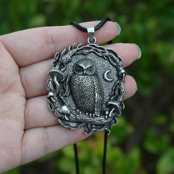 Emily & Isabella Brooks | Pendant Necklace with Owl and Mushroom Design