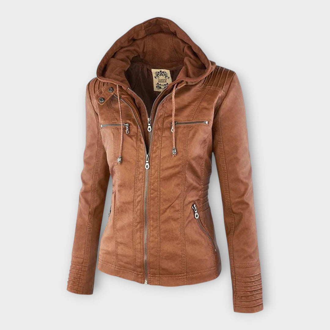 Emily & Isabella Brooks | Leather Jacket with Hood