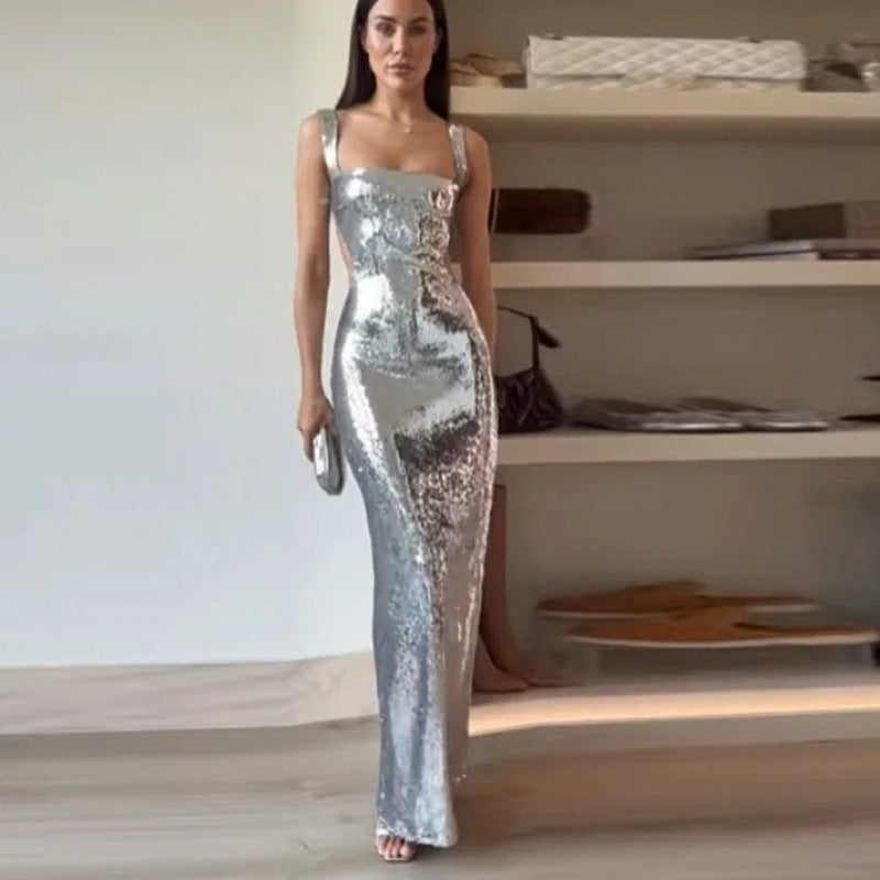 Emily & Isabella Brooks | Floor-Length Sequin Cocktail Dress