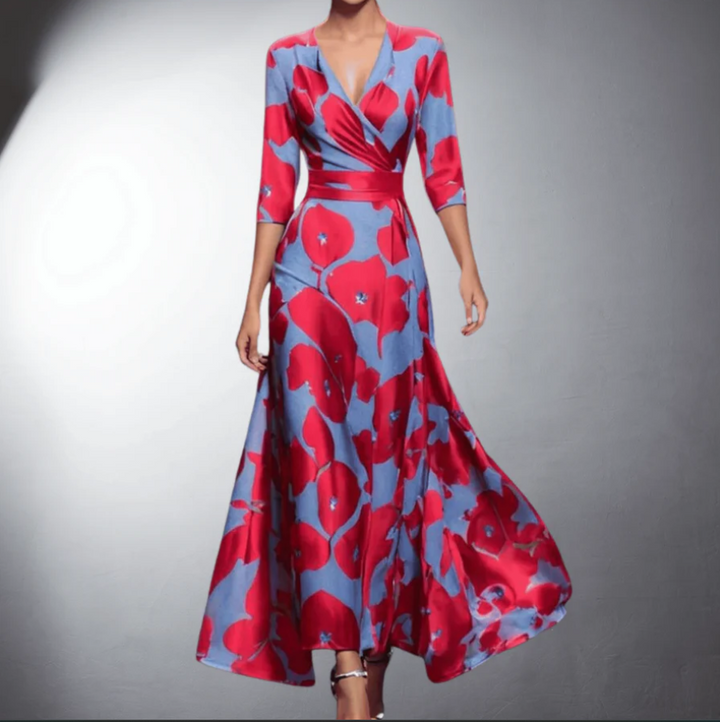 Emily & Isabella Brooks | Classic Floral V-Neck Maxi Dress