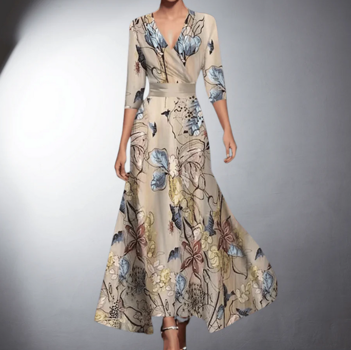 Emily & Isabella Brooks | Classic Floral V-Neck Maxi Dress