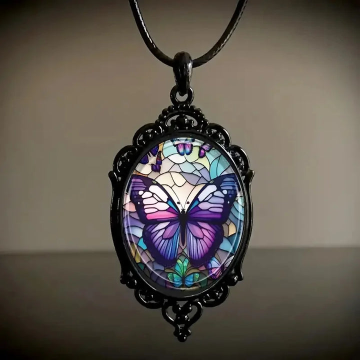 Emily & Isabella Brooks | Butterfly Pendant Necklace in Purple Crystal