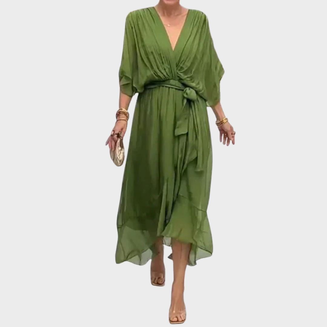 Emily & Isabella Brooks | Silk Chiffon Dress with V-neck