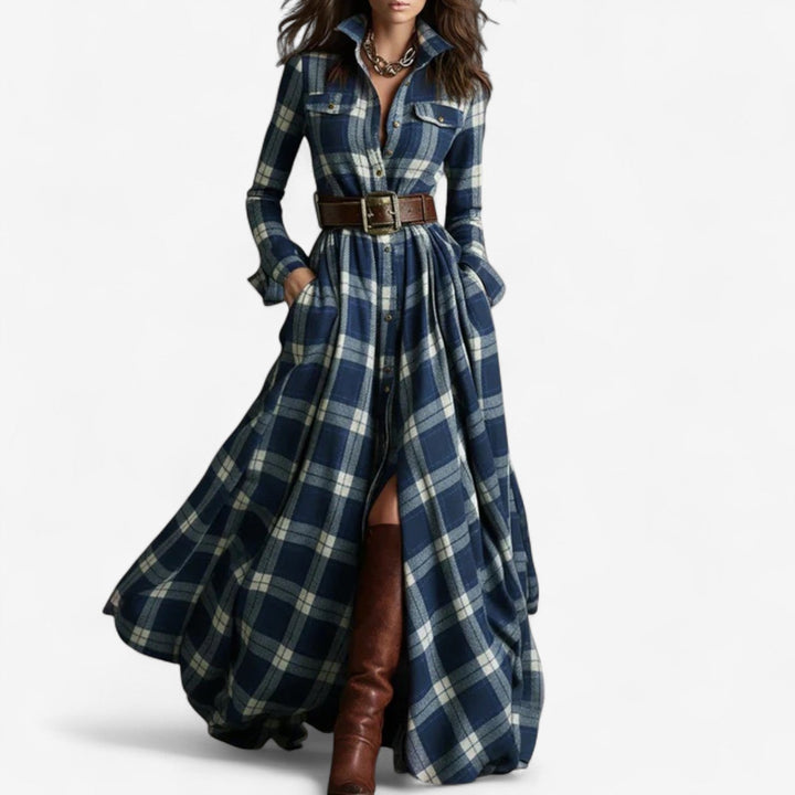 Emily & Isabella Brooks | Maxi Dress in Check Pattern