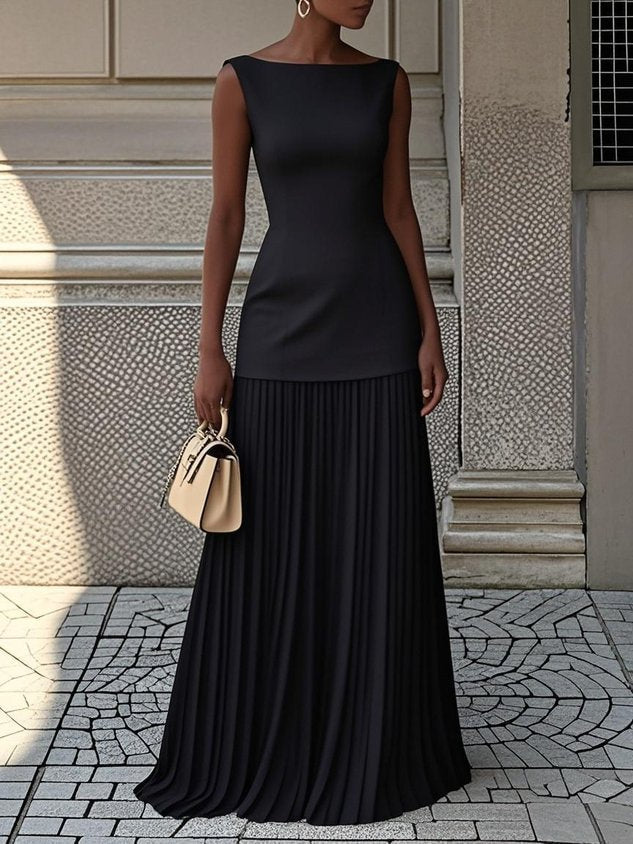 Emily & Isabella Brooks | Sleeveless Dress with Flowing Pleats