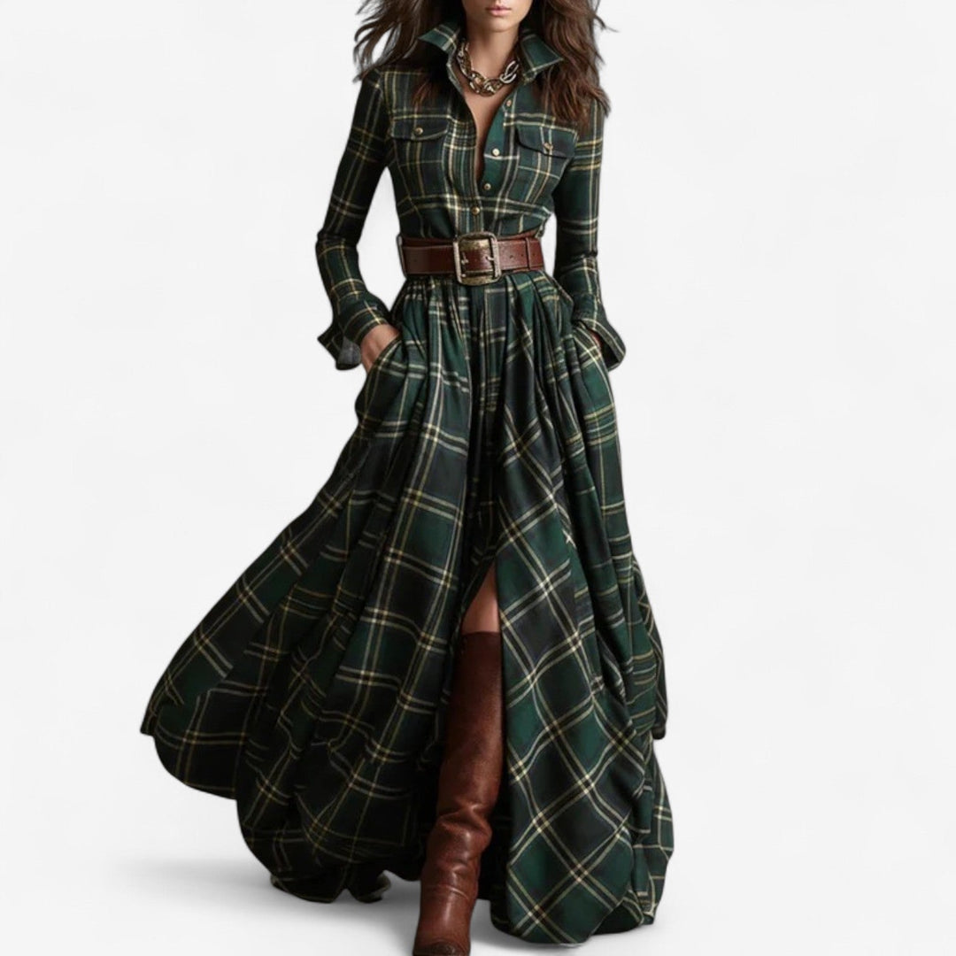 Emily & Isabella Brooks | Maxi Dress in Check Pattern