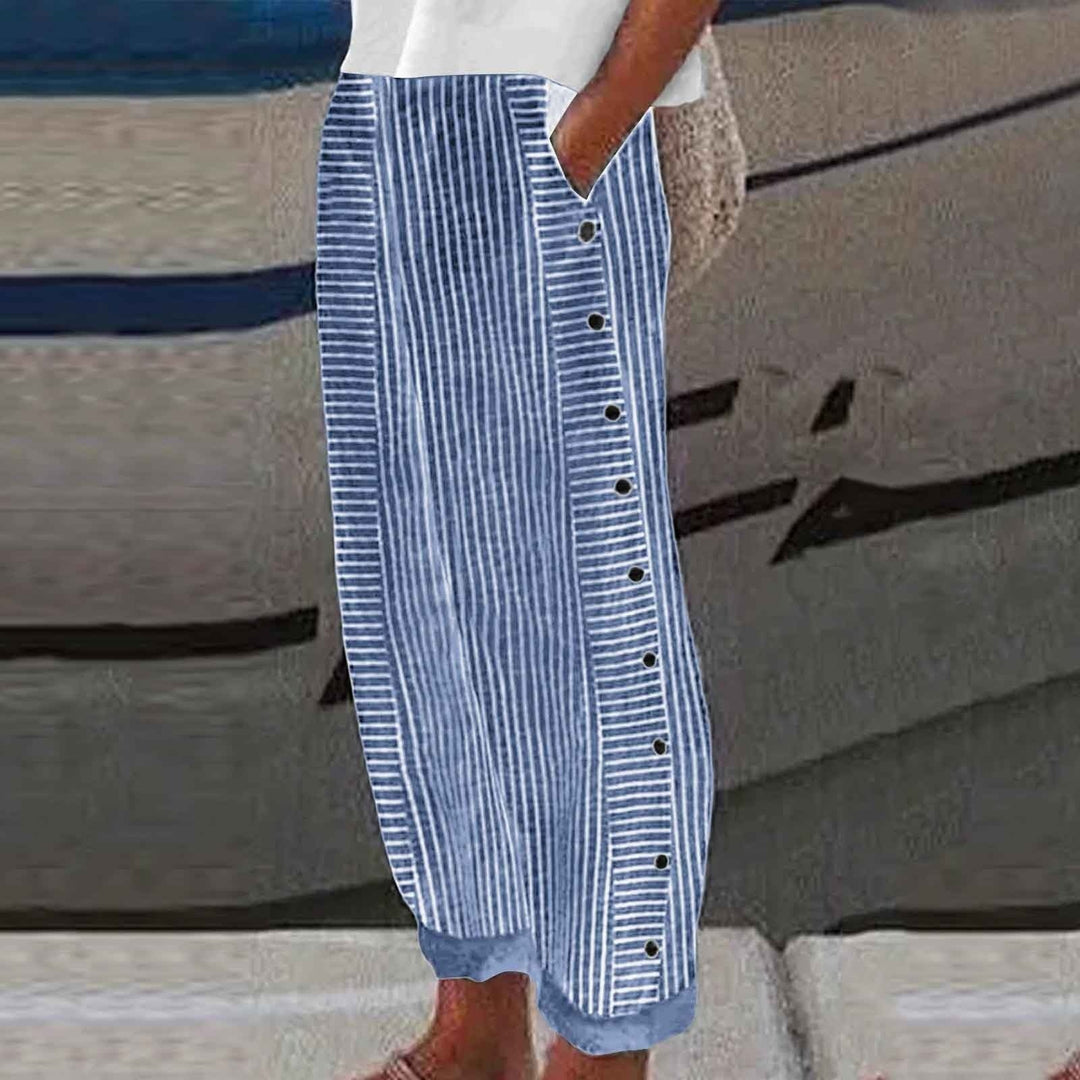 Emily & Isabella Brooks | Striped Button-Accent Pants