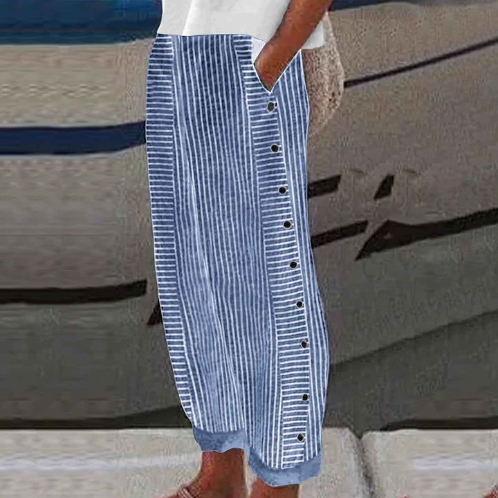 Emily & Isabella Brooks | Striped Button-Accent Pants
