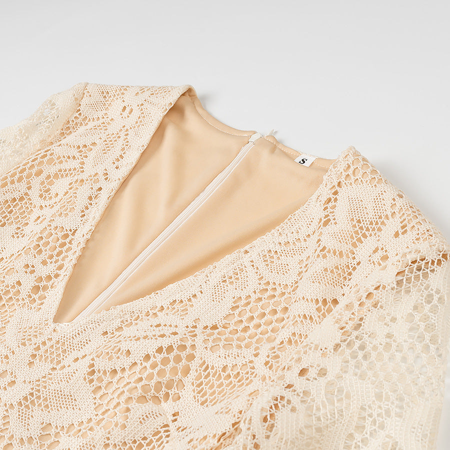 Emily & Isabella Brooks | Lace Cocktail Dress with Long Sleeves