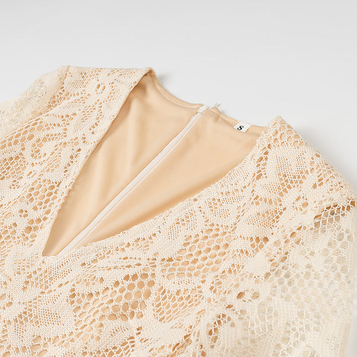 Emily & Isabella Brooks | Lace Cocktail Dress with Long Sleeves