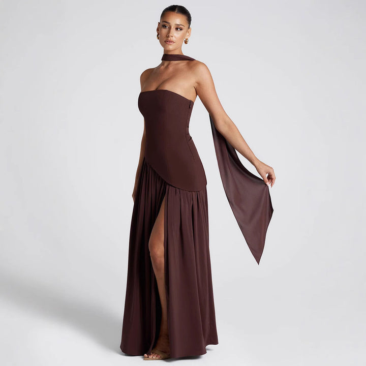 Emily & Isabella Brooks | Strapless Cocktail Dress, Asymmetrical Skirt