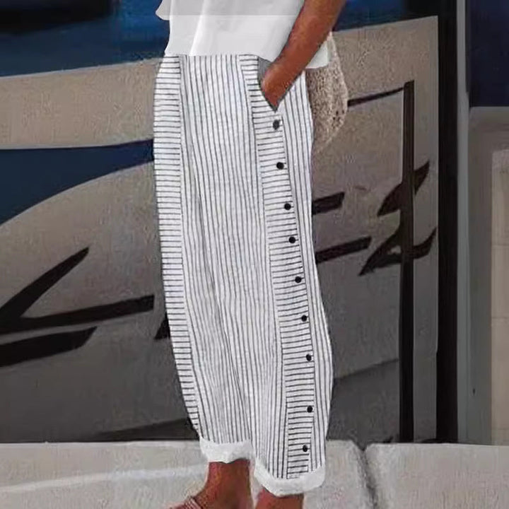 Emily & Isabella Brooks | Striped Button-Accent Pants