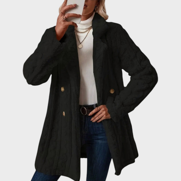 Emily & Isabella Brooks | Double-Breasted Wool Blend Mid-Length Coat