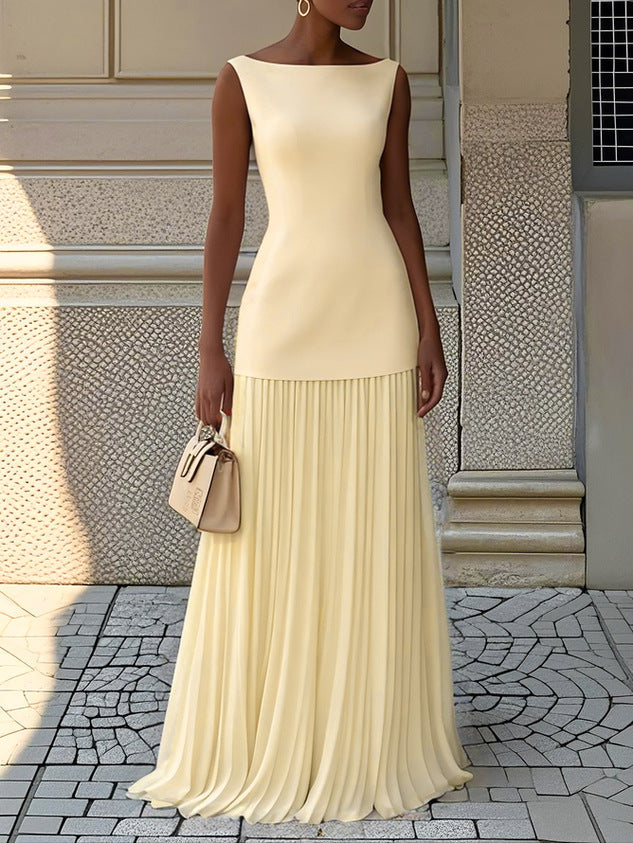 Emily & Isabella Brooks | Sleeveless Dress with Flowing Pleats