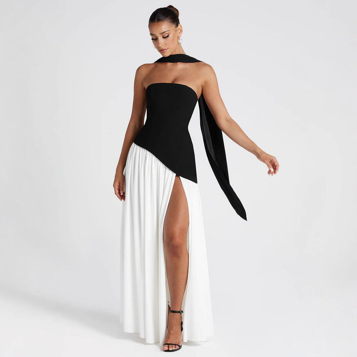 Emily & Isabella Brooks | Strapless Cocktail Dress, Asymmetrical Skirt
