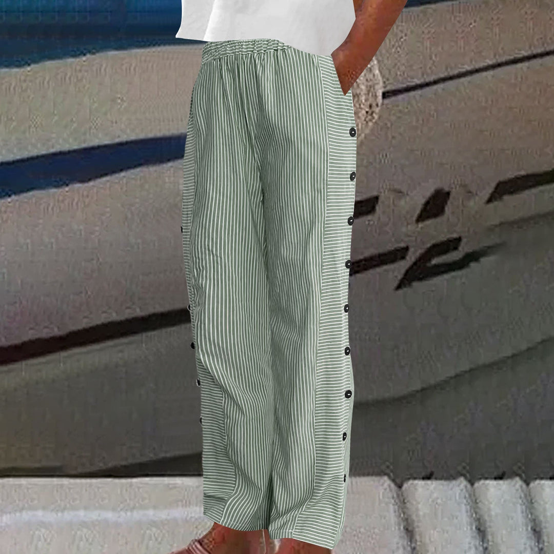 Emily & Isabella Brooks | Striped Button-Accent Pants